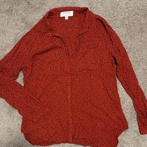 Cloth & Stone Red Patterned Button Down Shirt